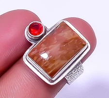 Red And Yellow Jasper & Garnet 925 Sterling Silver Handmade Ring Adst. (R30) A34