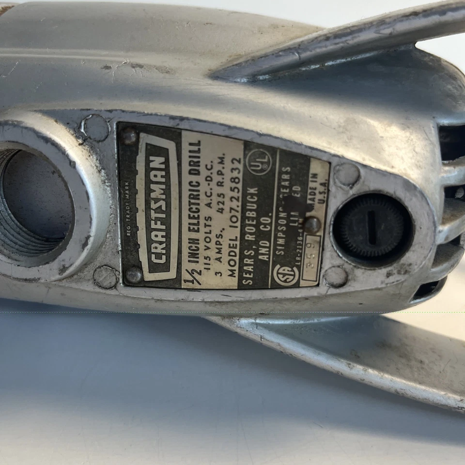 Vintage Craftsman 1/2” Electric Drill 107.25832 – Tested & Working Retro Tool - Image 3 of 4