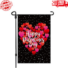 Akeydeco Valentines Day Flag,12x18 Inch Valentines Heart Garden Flag Double S