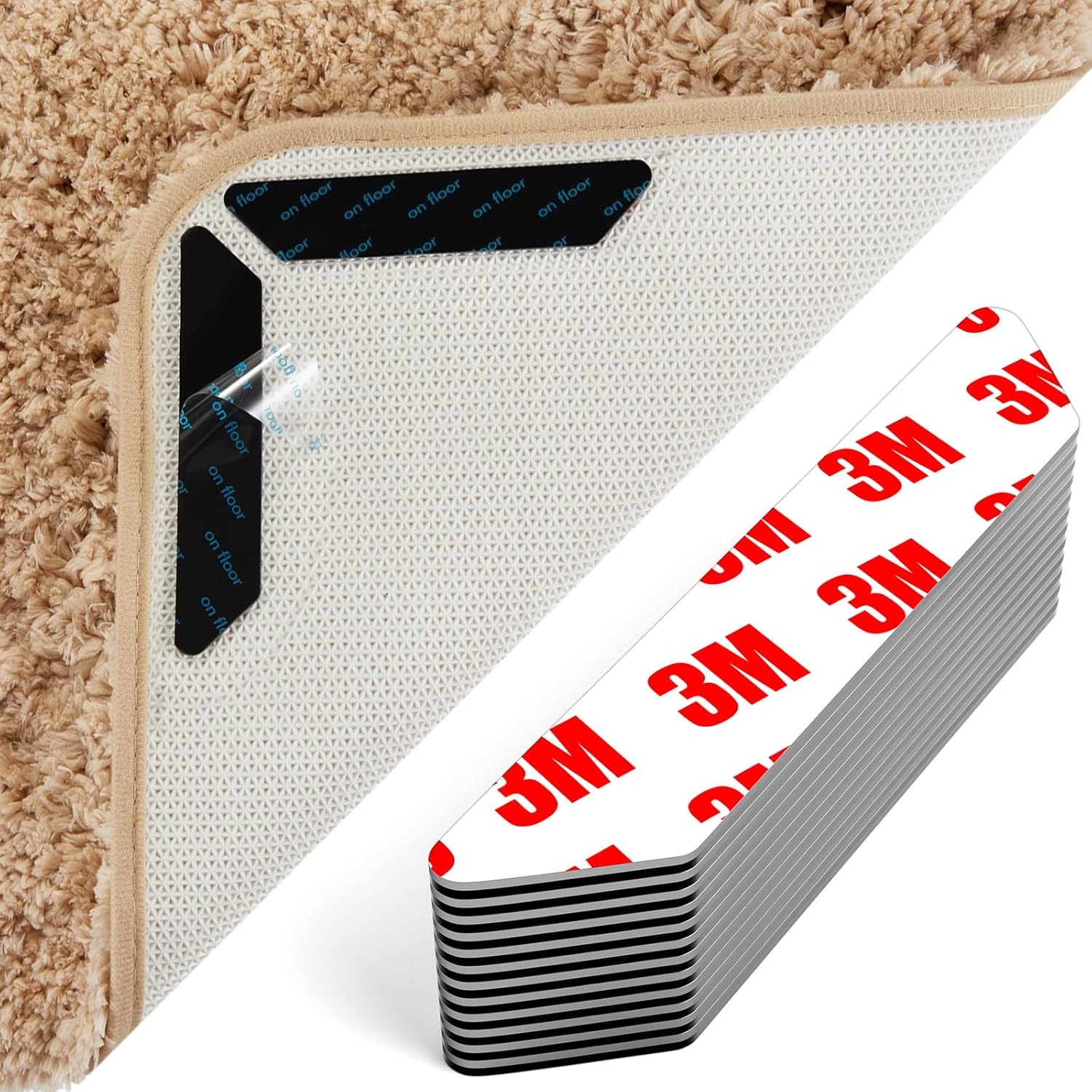 12pcs Anti Slip Rug Grippers Washable Reusable Non Slip Pads for Hard Floors