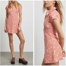 NEW Urban Outfitters Women's Arlo Zip A-Line Mini Dress XS Orange