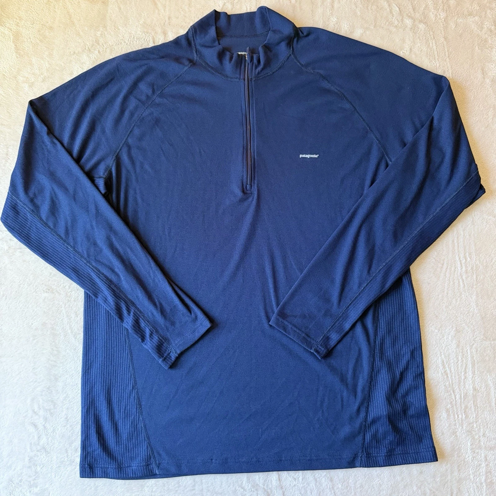 Patagonia Men's Capilene Navy Performance Quarter Zip Base Layer Shirt Size XL