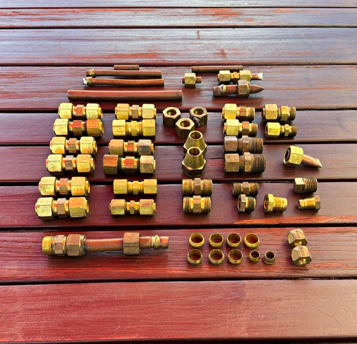 Brass Compression Fittings Lot, Straight F-F Compression Couplings