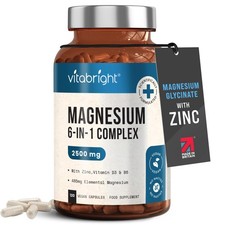 VitaBright Magnesium Glycinate Complex 6-in-1 | 2500mg~485mg Elemental | 120 0.30 per thousand milligrams
