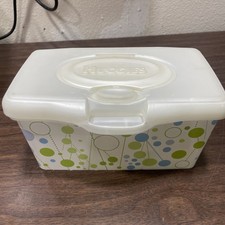 Huggies Baby Wipes Refillable Container 2012 Green/White/Blue Polka Dots Empty