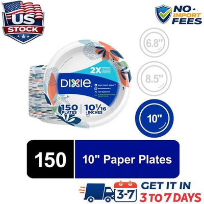 10 Inch Disposable Paper Plates 150 Count Strong Durable Soak Proof Bulk Pack US