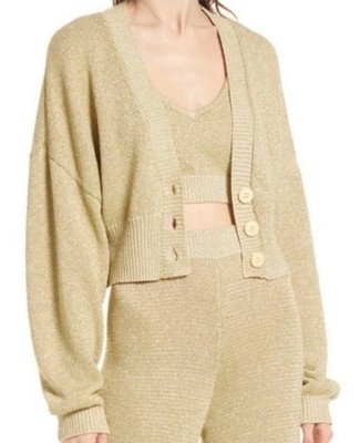 NWT Open Edit Metallic Knit Cardigan *Flawed* Small