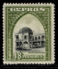CYPRUS GV SG142, 18pi black & olive-green, M MINT. Cat £55.