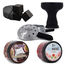 Pack Charbon Chicha + Système de Chauffe + Foyer Silicone + Shiazo + Big Ice Ro