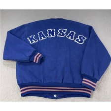 University of Kansas Ripon Jacket Mens 44 Varsity Letterman Snap Button Wool