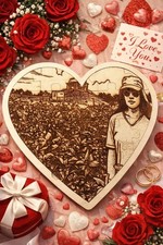 Custom Laser Engraved Heart Puzzle Photo  Personalized Wooden V-Day Gift