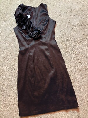 Cache Brown Rosette Ruffle Bodycon Brown Formal Cocktail Dance Prom Mini  Dress S | eBay