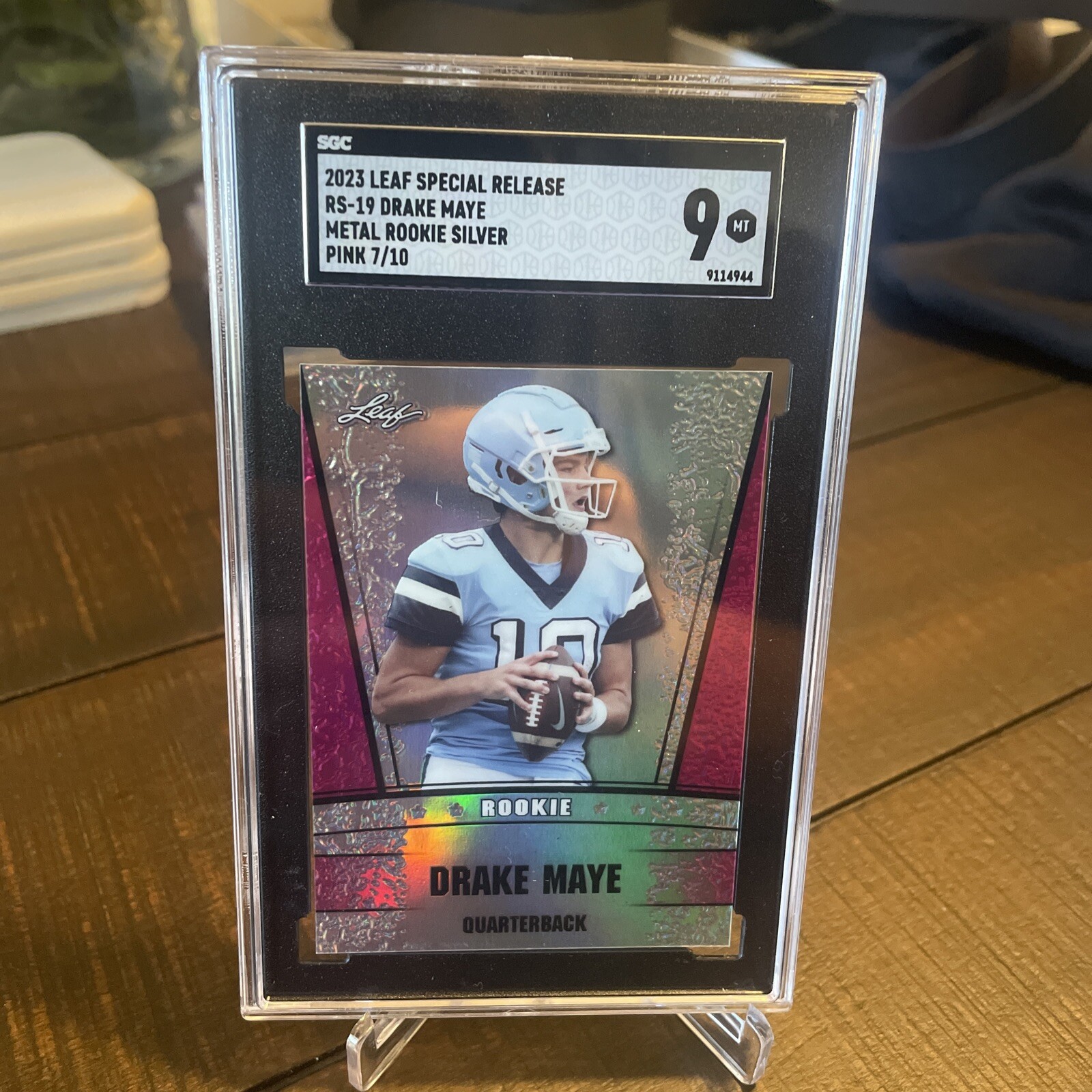 2023 Leaf Special Release ROOKIE DRAKE MAYE!! Metal RC Silver PINK 7/10!! MT 9!!