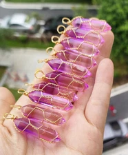 10pcs Colors Crystal Hexagon Point Pendant Chakra Reiki Healing Amulet