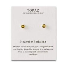 November (Topaz) Birthstone Earrings Created with Zircondia&reg; Crystals