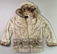 Vintage Hannah By Mar Lo White Faux Fur Hooded Coat Women Size Small