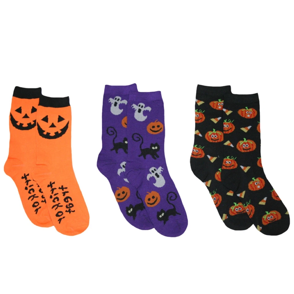 Meias femininas de Halloween - Pacote com 3 - tamanho 9-11 - NOVAS - Imagem 2 de 4