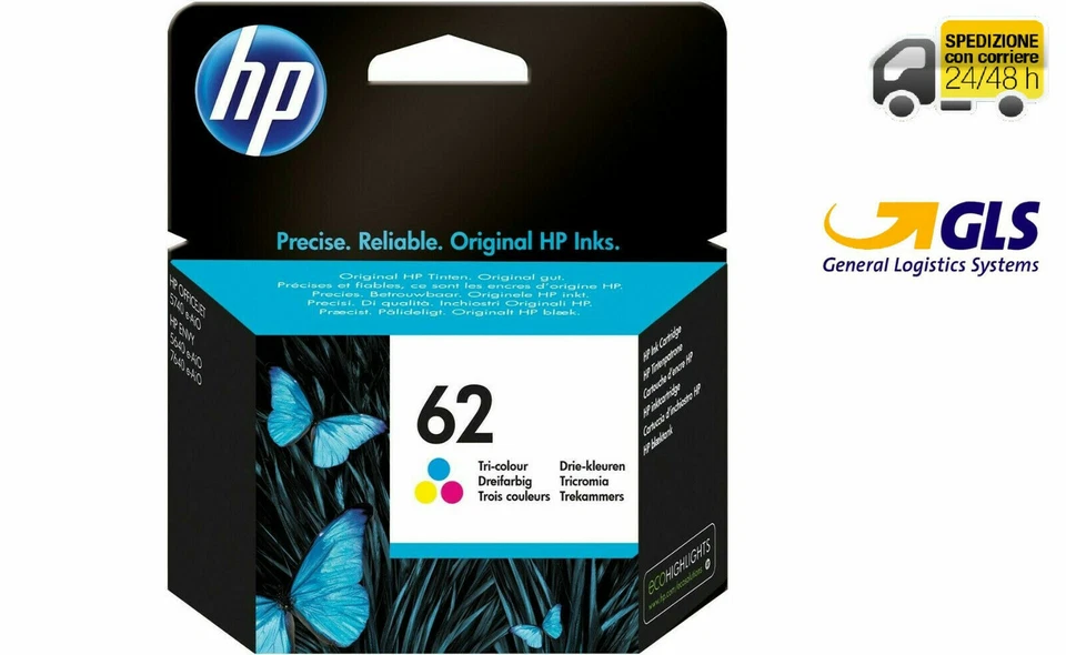 CARTUCCIA PER STAMPANTE HP 62 COLORE INKJET ORIGINALE C2P06AE Envy 5640 5740