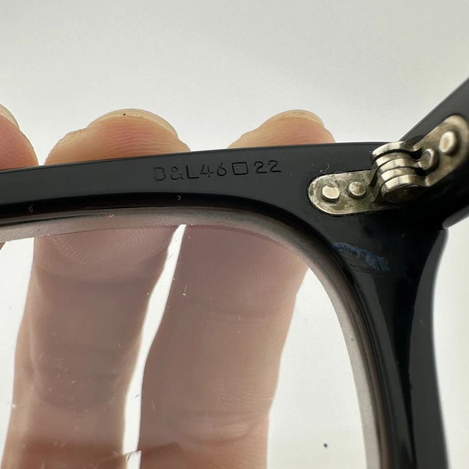 Gafas Negras Ópticas Americanas Bausch Lomb 46 [] 22 B&L AO 4 1/2 - 5 3/4 De Colección Foto 3 de 4