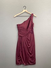 Davids Bridal Womens Red Mini Dress One Shoulder Zip Up Size 4 "