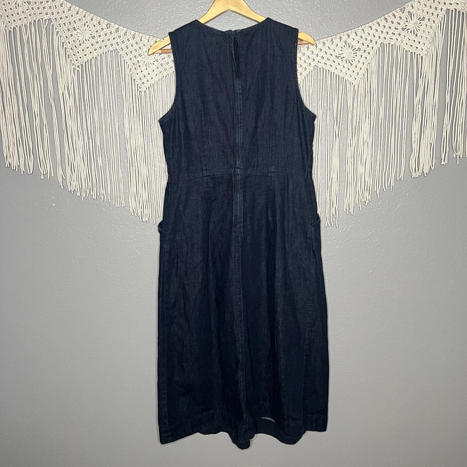 TOAST Fitted Waist Denim Dress in Indigo Size 14 eBay