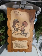 Vintage 1970s CHAS E. RUSH LEO ASTROLOGY WOODEN PICTURE  