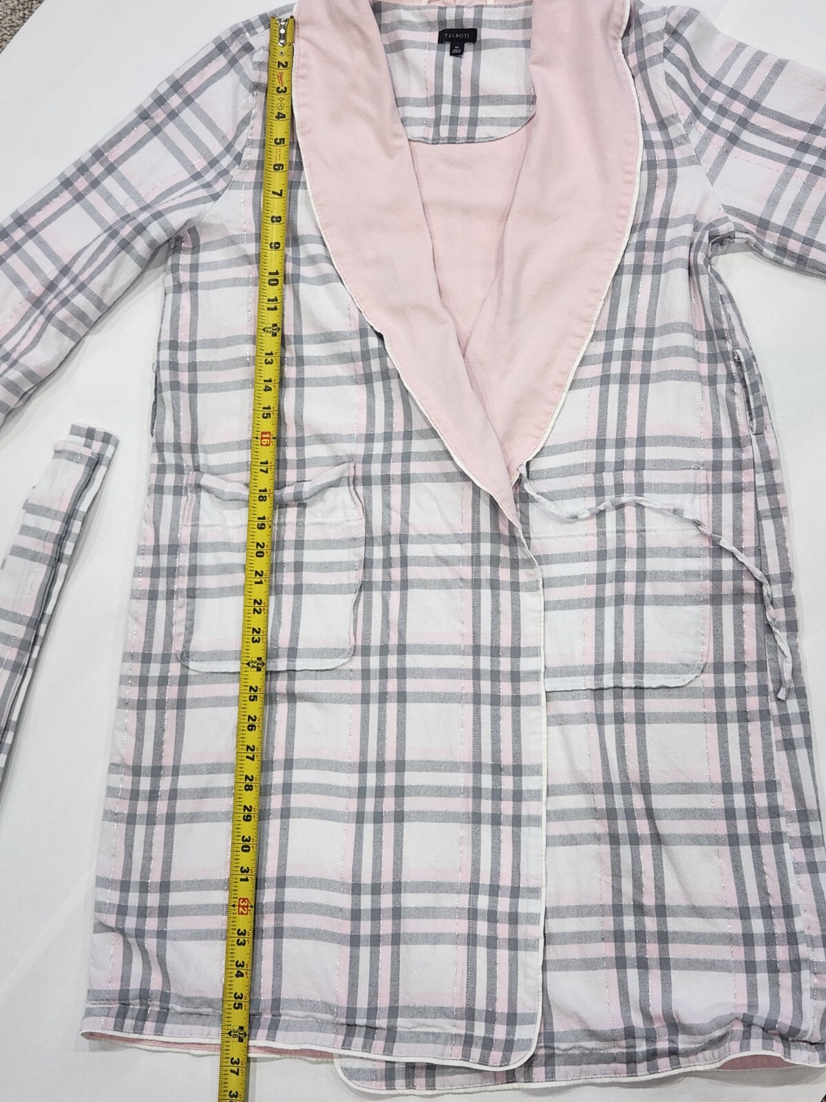 Talbots Robe Medium Two Layer Pink Gray Metallic … - image 10