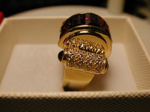 Steven LAGOS Vintage 18KT Rodolita Granate Diamante 6 Quilate + Art Déco Estilo - Imagen 5 de 16