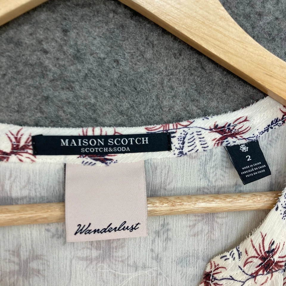 Maison Scotch женское платье размер 2 бежевый цветочный трапециевидная подкладка половина рукав 10813 - Изображение 4 из 4