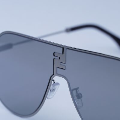Fendi Men Sunglasses Ruthenium Smoke Mirror Round FE40080U 