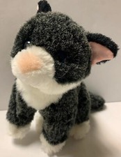 Melissa  Doug Lifelike  Lovable Black White Cat Plush 8  Stuffed Animal Toy