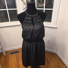 Express Black Dress Sequin Halter Neck Sleeveless Party Cocktail Medium