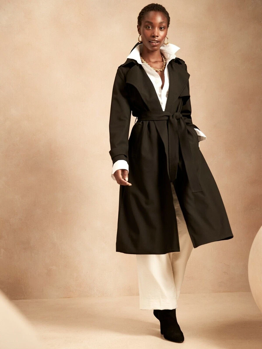 Petite black shop trench coat