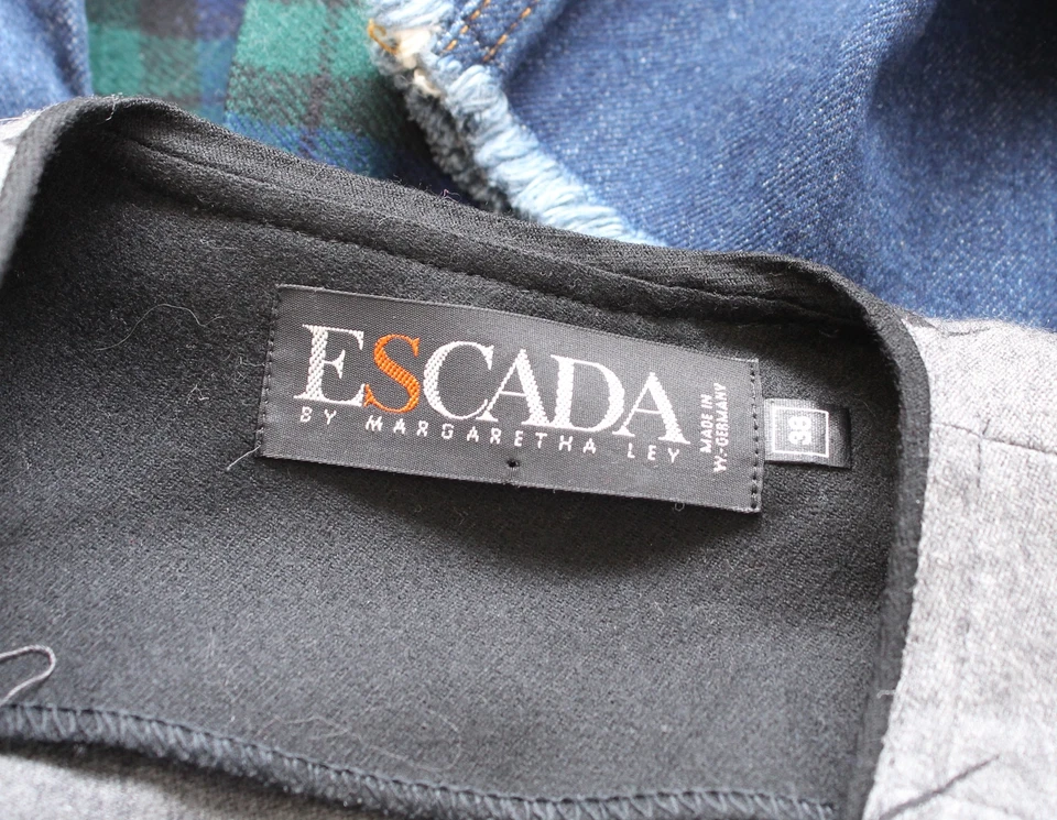 Mono De Colección Años 90 Escada Negro Gris Lana Talla 38 Geométrico Retro *DEFECTUOSO Foto 4 de 4