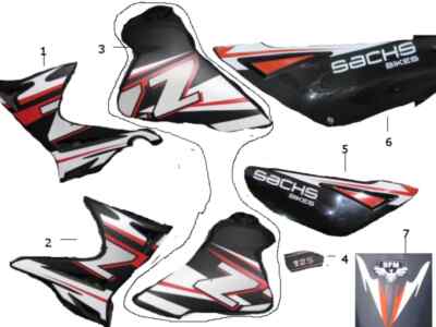 SFM / Sachs Dekor Satz orange P666600000598000 ZZ 125 Modell 2009