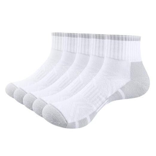 Mens Ankle Socks Cotton Cushioned Running Socks Wicking Athletic 9-11 White-image