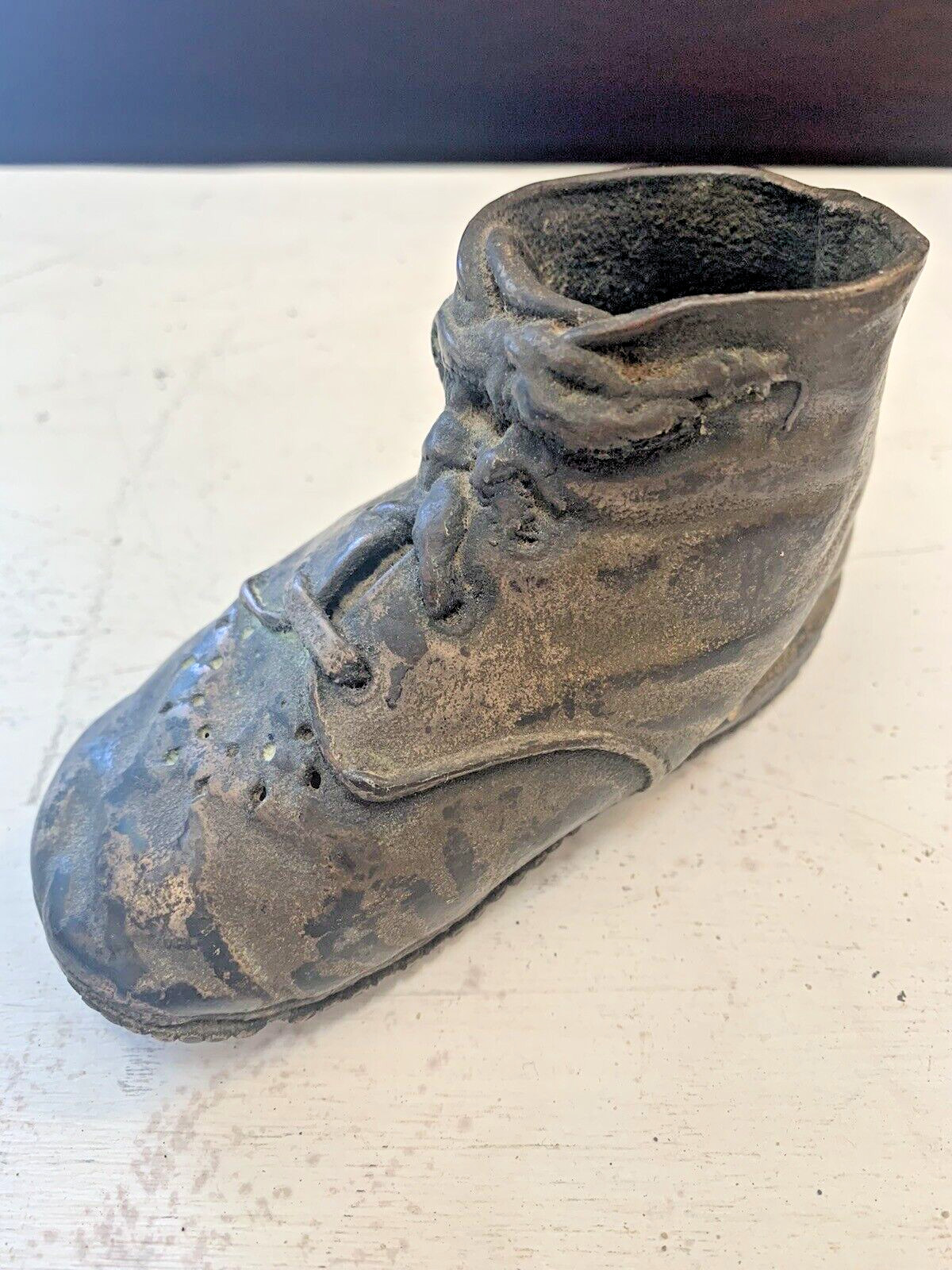 Antique Silver Dipped Child Baby Shoe Single Vintage Decor/Collectible/Nostagic