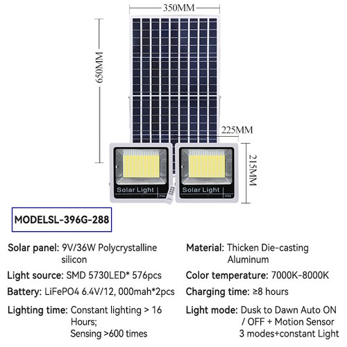 Dual Head Solar Flood Light Dusk to Dawn With Remote Outdoor Security Light - Picture 25 of 26