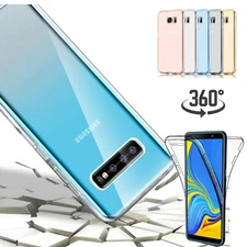 For Samsung S25/S24/S23/S21-S8/A13/A53 360 Full Body Clear Rubber Case Cover