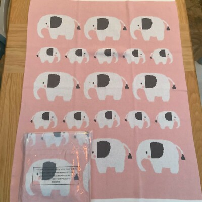 My 1st Years Pink Elephant Knitted Intarsia Blanket Baby NEW UK
