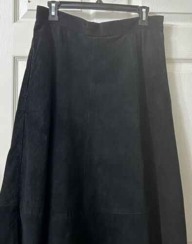 Vintage Bagatelle Black Leather Suede A-line Skirt Lined Women’s Size 14 - Picture 2 of 18