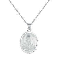 Collar con dije medallón colgante ovalado de plata de ley 925 Virgen María Guadalupe