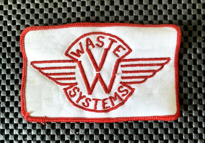 WASTE SYSTEMS EMBROIDERED SEW ON PATCH WASTE MANAGEMENT GARBAGE 5'' x 3'' NOS