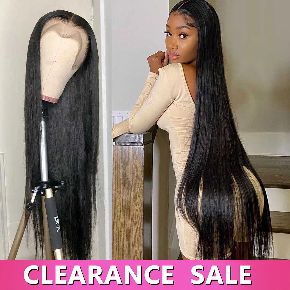 32-34 Inch HD Lace Frontal Wig Glueless 5x5 Closure Straight Lace Front Wig