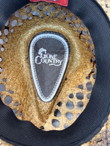 Gone Country Bender Brown Straw Nante Cowboy Hat, Very Good Used Condition Sz. M - Picture 6 of 7