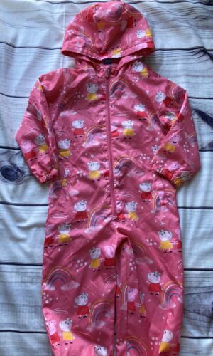 Girls Peppa Pig Puddle Suit Rain Suit 5-6 Years - Afbeelding 1 van 4