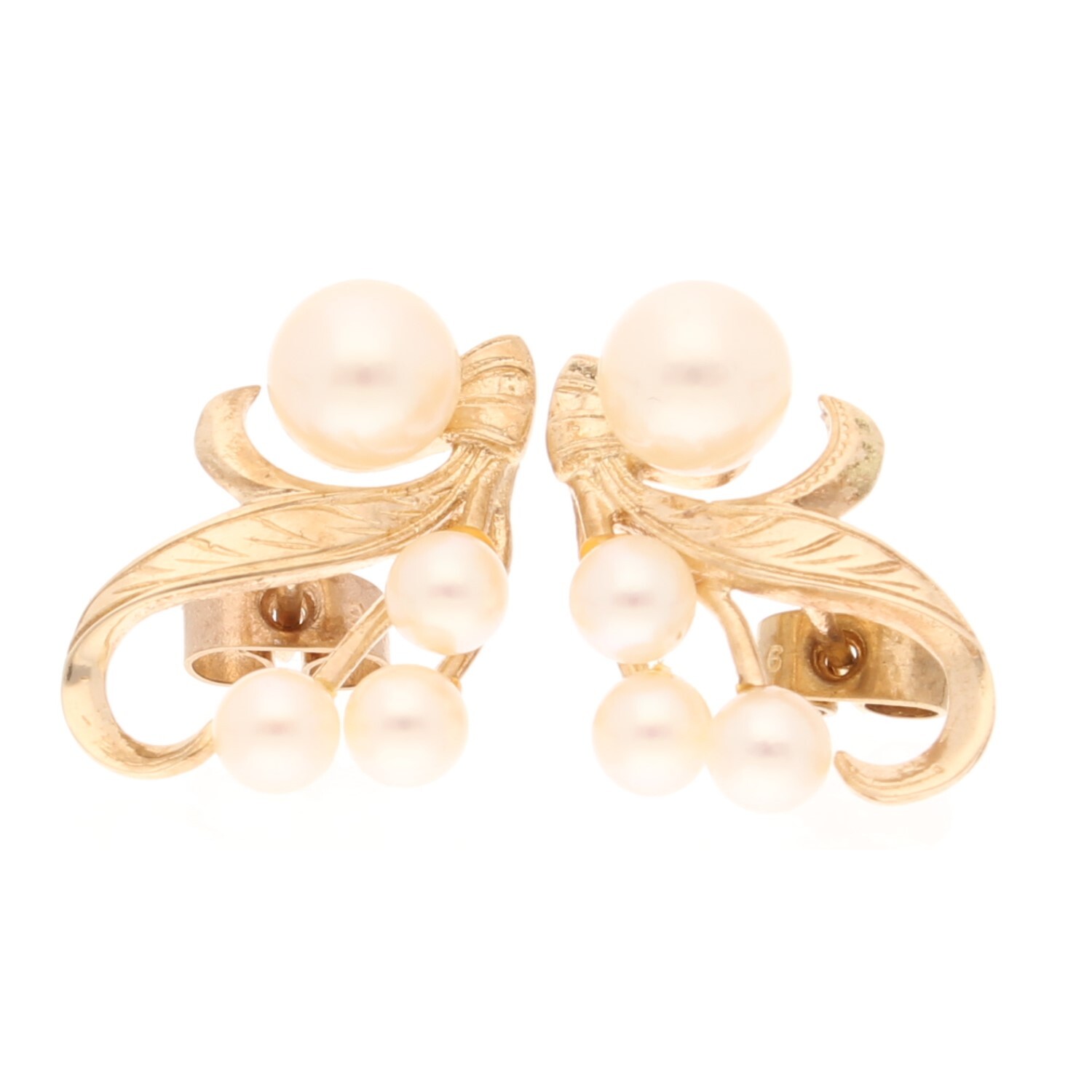 9Carat Yellow Gold Pearl Stud Earrings (13.5x19mm)