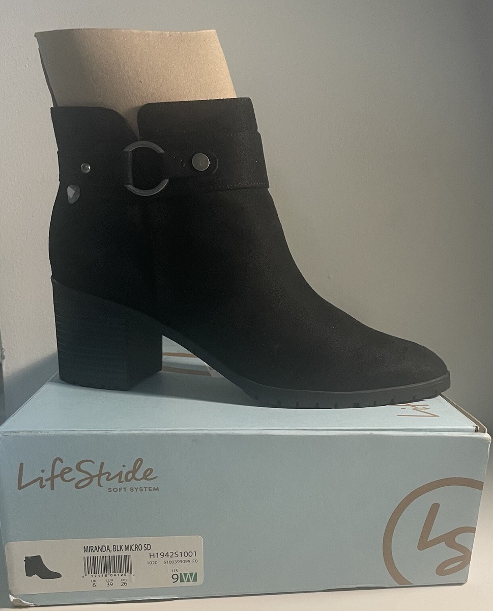 LIFESTRIDE Miranda Ankle Boot Black Micro Suede W for sale - Main Image