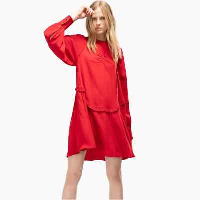 red satin shift dress Six Stories satin mini shift dress in ruby red