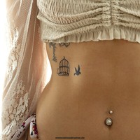 2 X VogelkäFig Tattoo - KäFig Mit Vogel - Temporary Haut Tattoo - HC60 (2)